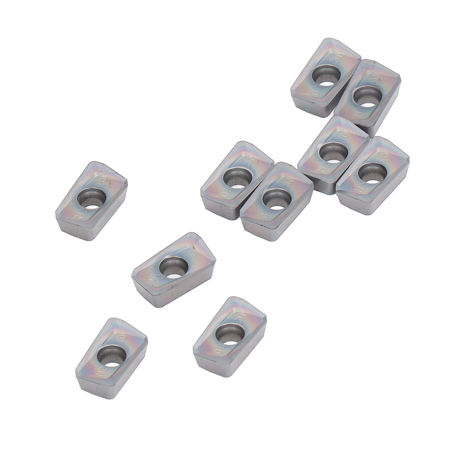 Satz Von 10 Hochpräzisen Dreheinsätzen Aus Beschichtetem Hartmetall, Cnc-fräs- Und Drehwerkzeuge, Zuverlässige Spannvorrichtung Für Die Metallbearbeitung.