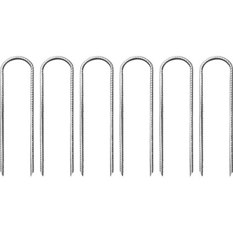 Set Mit 6 Silbernen U-förmigen Stahlheringen, 30 Cm, Für Trampoline, Camping, Pavillons Und Schaukeln