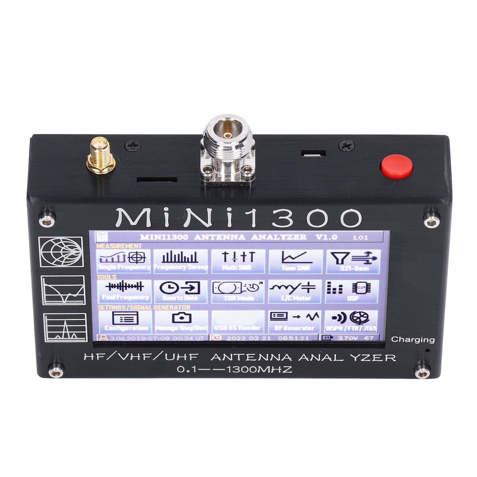 Tragbarer Antennenanalysator Mit 4,3-zoll-lcd-bildschirm, 0,1–1300 Mhz Hf Vhf Uhf, Vektornetzwerktester Für Amateurfunk