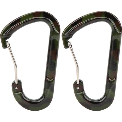 Set Mit 2 D-förmigen, Militärgrünen Aluminium-karabinern Für Outdoor-aktivitäten Wie Klettern, Rucksack, Schlüssel Und Wasserkocher