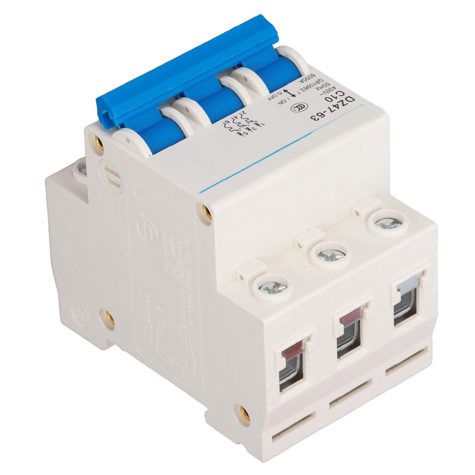 Modularer 3-poliger 10a-leistungsschalter, Überlastschutz, Din-schienenmontage, 400v, Automatische Auslösung, Miniatur-automatikschalter, Elektrische Norm.