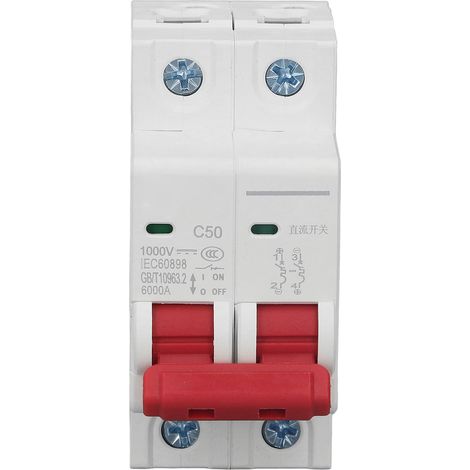 Dc 2p 50a Leistungsschalter Für Photovoltaik-solaranlagen, Din-schienenmontage, Dc 1000v, Abschaltvermögen 6000a, Modell Dz47-63z C50.