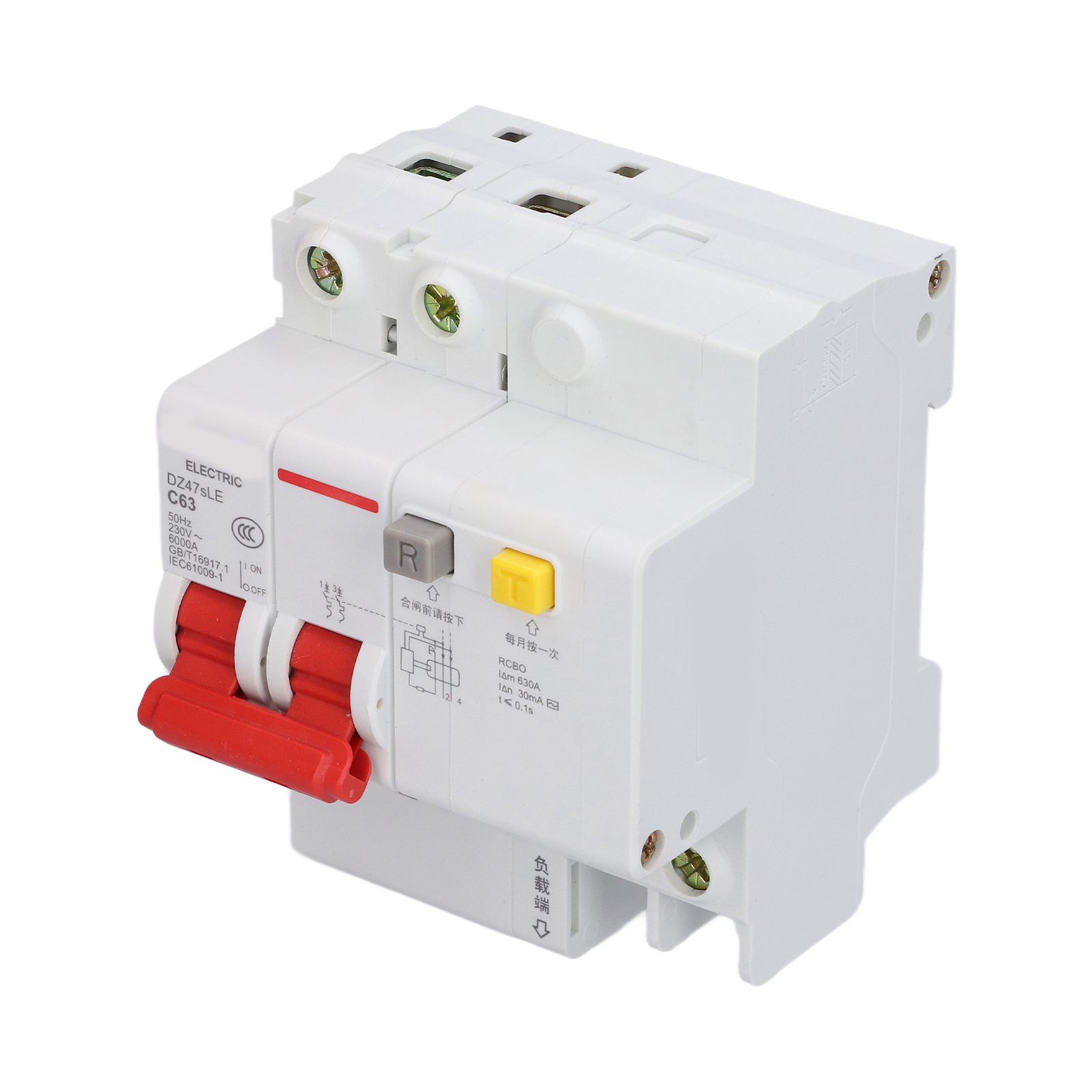 Leitungsschutzschalter C63 2p 63a Ac 230v, Din-schienenmodul, Niederspannung, Schutzschaltung, Zweipoliger Automatischer Schalter