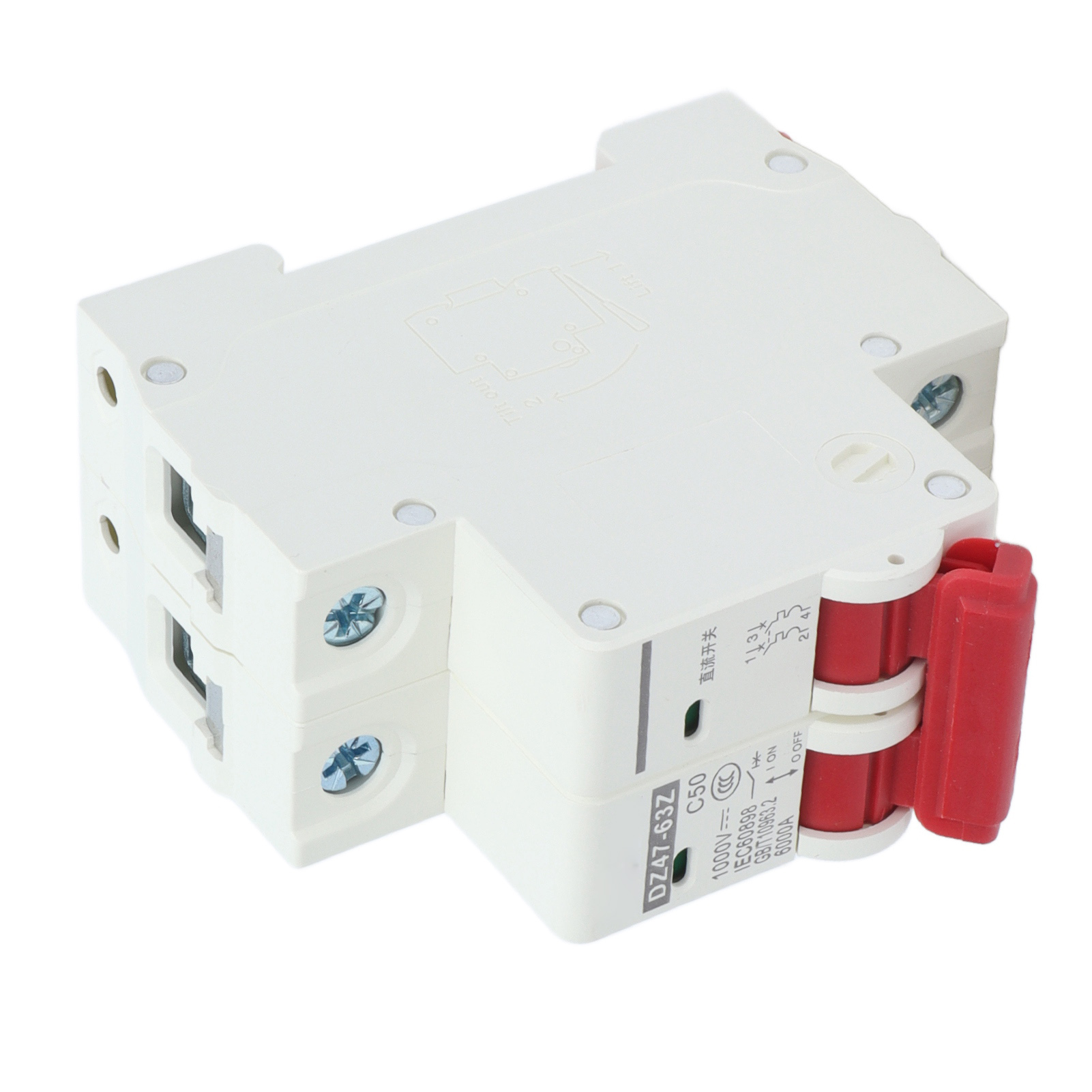 Miniatur-leistungsschalter 2p 50a 1000v Dc Dz47-63z C50, Trennschalter Für Photovoltaik-solaranlagen, Din-schienenmontage, 2-poliger Stromkreisschutz.
