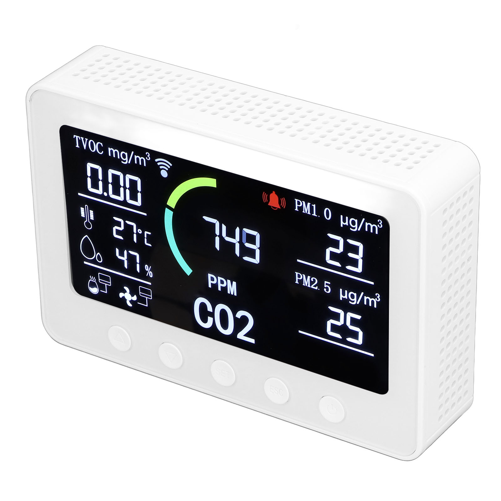 Intelligenter Luftqualitätsdetektor Mit Lcd-bildschirm, Co2-temperatur- Und Feuchtigkeitsanzeige, 100–240-v-eu-stecker, Präziser Sensor Für Zuhause