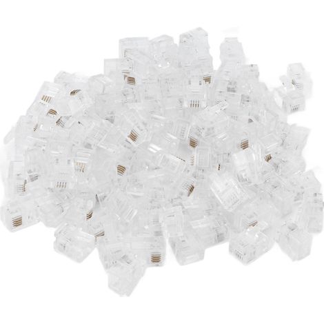 100 Kristall-telefonstecker, 4-adrig, 6p4c, Rj11, Vergoldet, Universell Für Ethernet-kabel, Patch-koppler