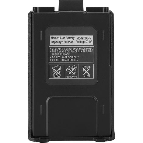 7,4 V 1800 Mah Li-ionen-akku Für Baofeng Uv-5r, Uv-5re, Dm-5r Plus, Bl-5 Walkie-talkies (schwarz) – Lange Akkulaufzeit