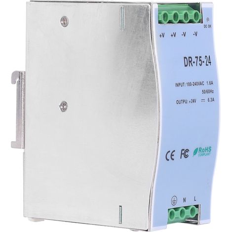 Dr-75-24 Din-schienen-schaltnetzteil, Geregelt Und Einstellbar 24v, Für Led- Und Industrieanwendungen.