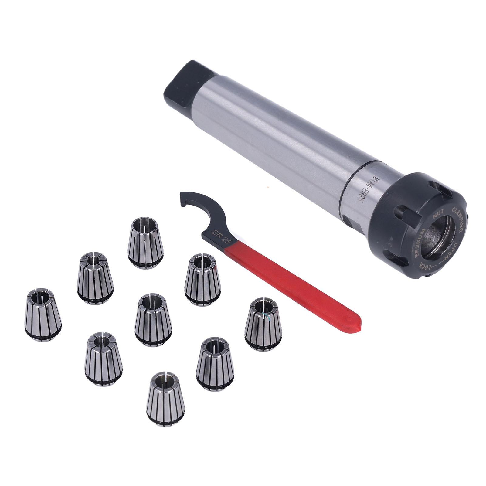 Er25 Mta4 Spannzangenfutter Mit M16 Verlängerungsstange, Cnc-fräs- Und Drehwerkzeugsatz, Präzisionsspannzange, Hochleistungsklemme, Komplettset.