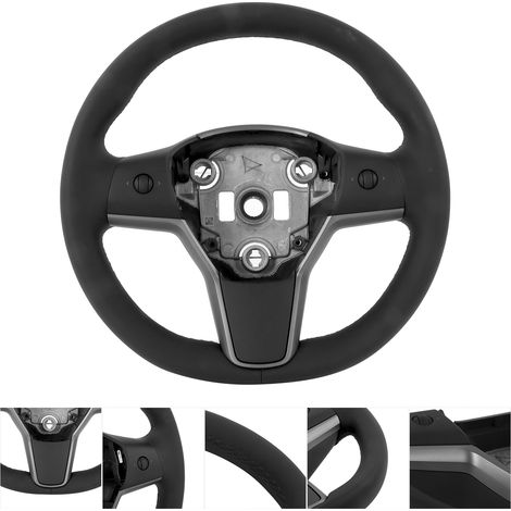 Schwarzes Lederlenkrad Mit Tasten, Ersatzteil Für Tesla Model 3 (ab 2017).