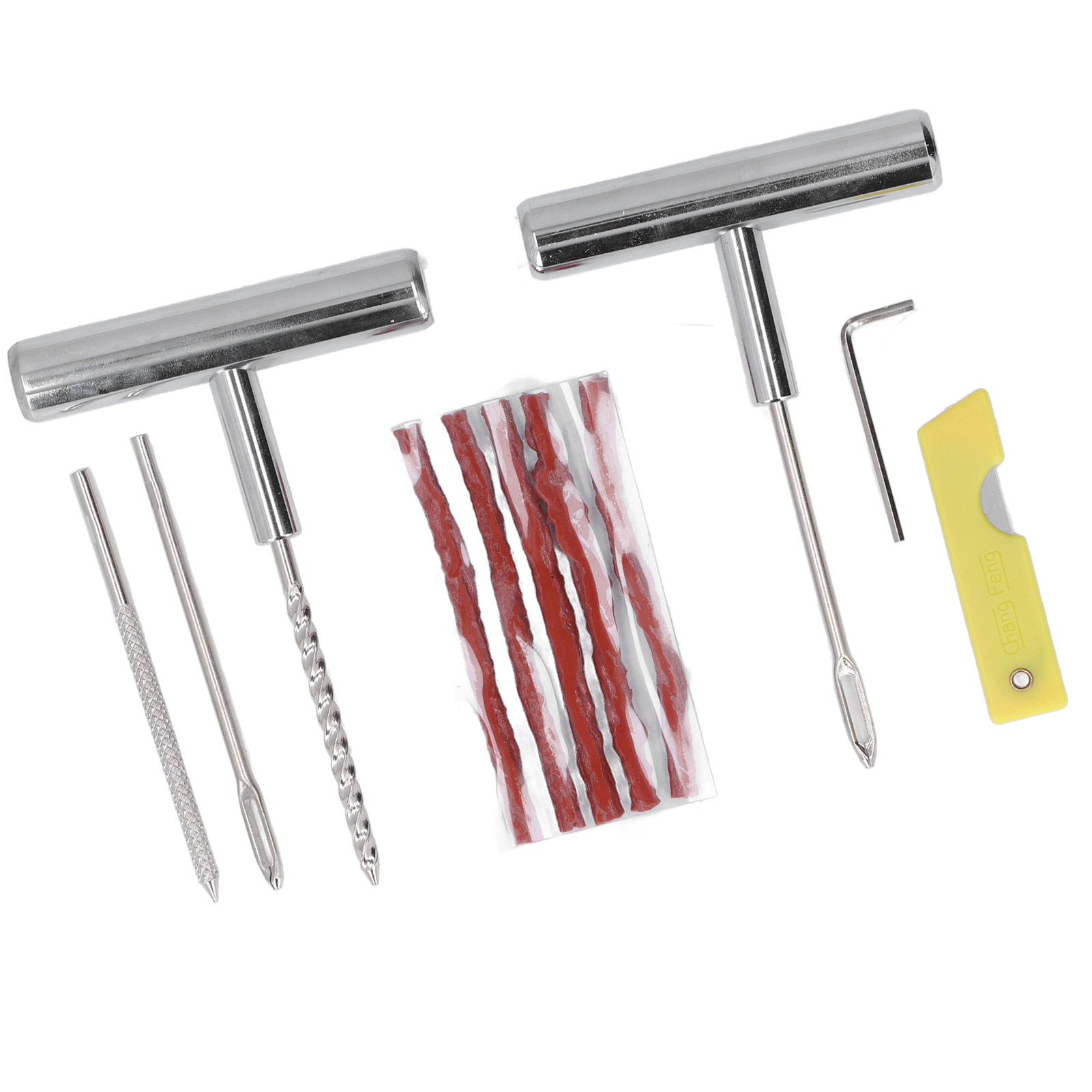 11-teiliges Reifenreparaturset, T-werkzeug Mit Griff, Stopfen, Raspel, Messer, Inbusschlüssel, Panneneinsatz, Komplettes Set.