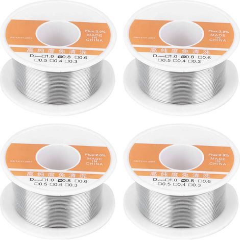 Packung Mit 4 Hochreinen, Reinigungsfreien Lötzinndrähten Für Lötkolben Und Lötzubehör, 0,8 Mm Durchmesser