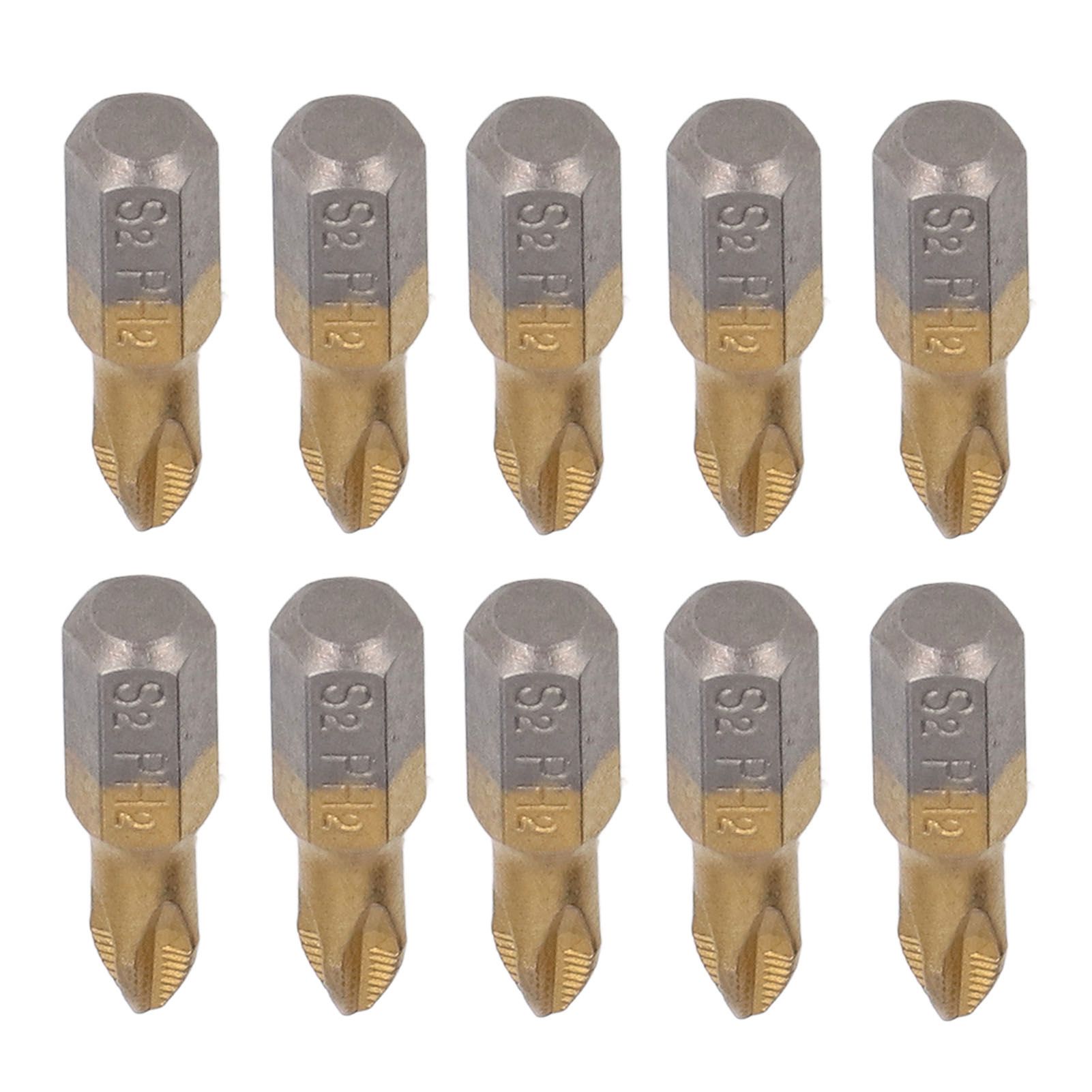 Set Mit 10 Rutschfesten Phillips-bits (ph), 1/4"-sechskantschaft, Titanbeschichteter Legierter Stahl, Kurze Elektrowerkzeuge