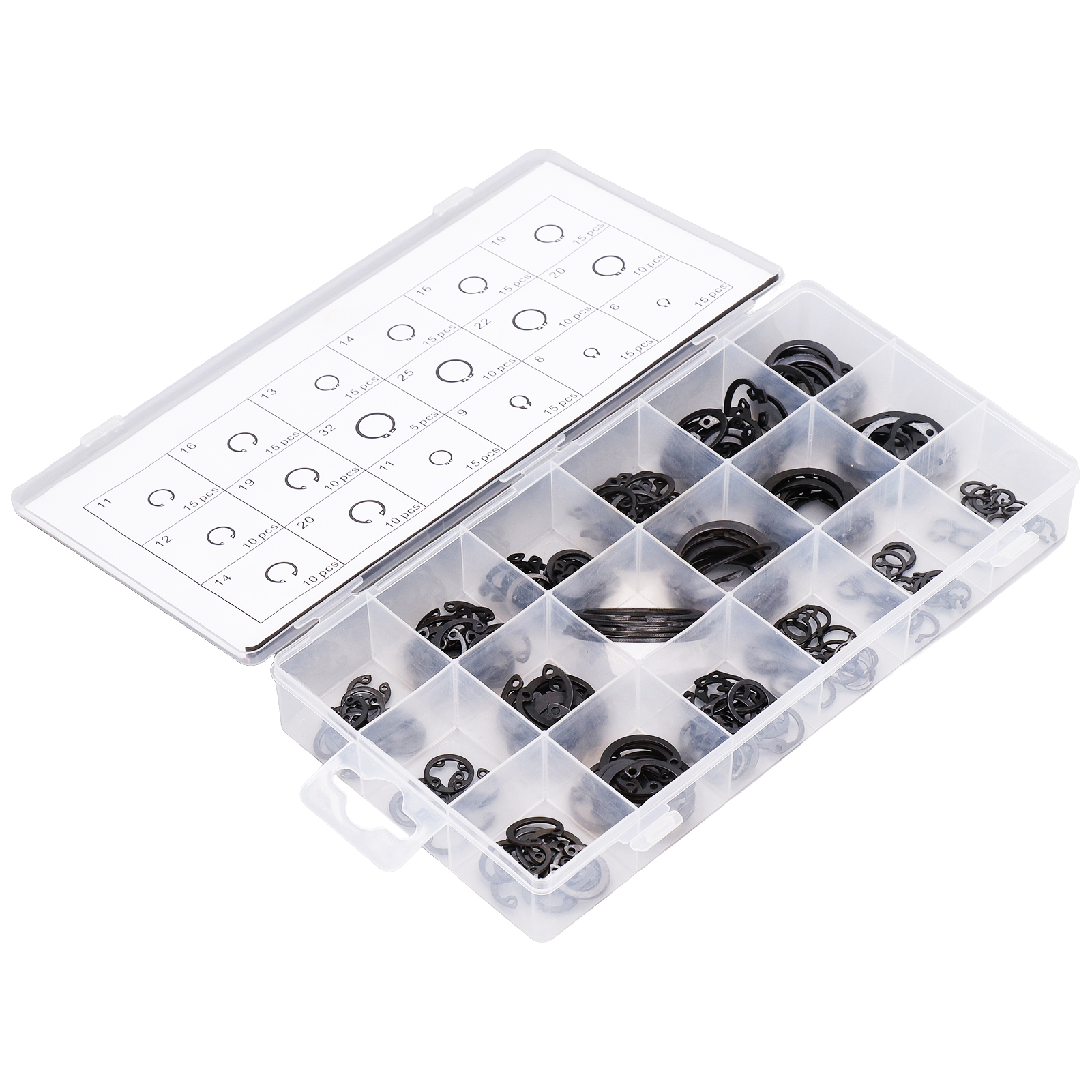 Packung Mit 225 Stahlclips, Sicherungsringen, Sprengringen Und Befestigungselementen Für Maschinen, Fahrzeuge Und Werkstätten, Komplettes Sicherheitsset.