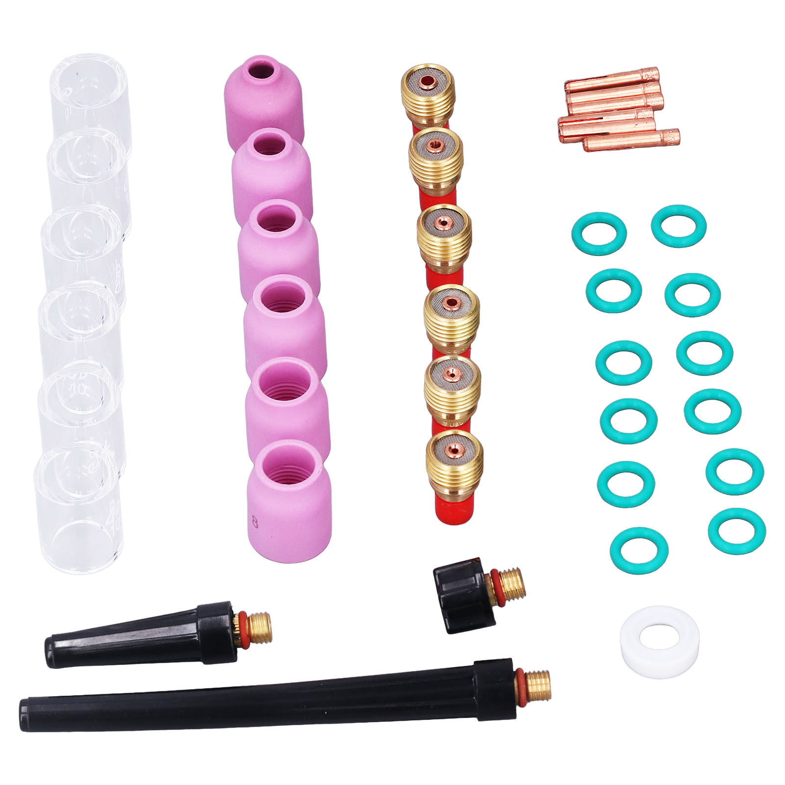 Set Mit 40 Wig-brennerzubehörteilen, Kragen, Aluminiumoxiddüsen, Glasbecher, Gas, Für Wp-9/20/25 Stationen.
