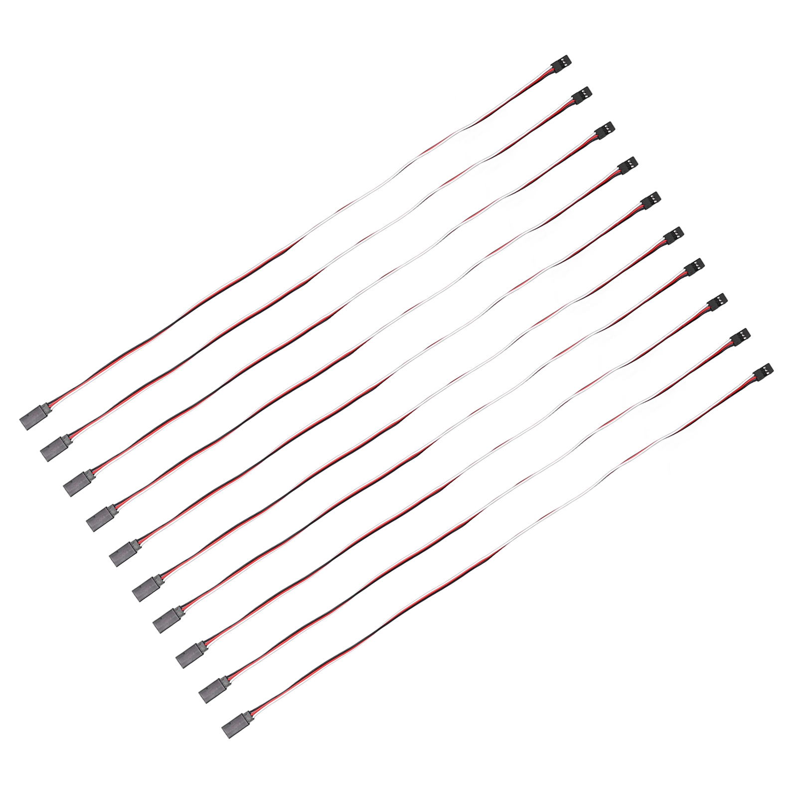 Packung Mit 10 Servo-verlängerungskabeln (3-polig), Anschlusskabel Für Rc-cars, Messingkern, 500 Mm, Stecker Auf Buchse