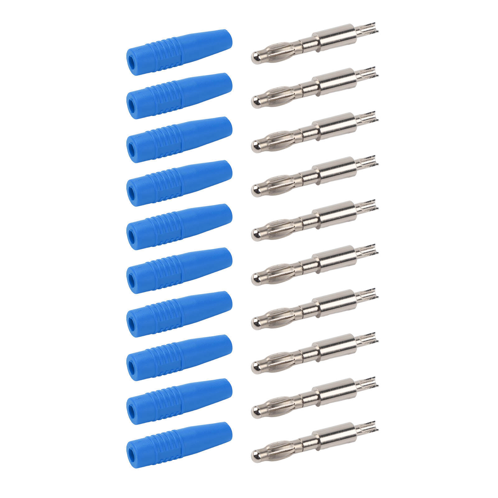 Packung Mit 10 4-mm-bananensteckern Zum Löten (22.040), Diy-stecker Für Multimeter-messleitungen Und Lautsprecher, Blau