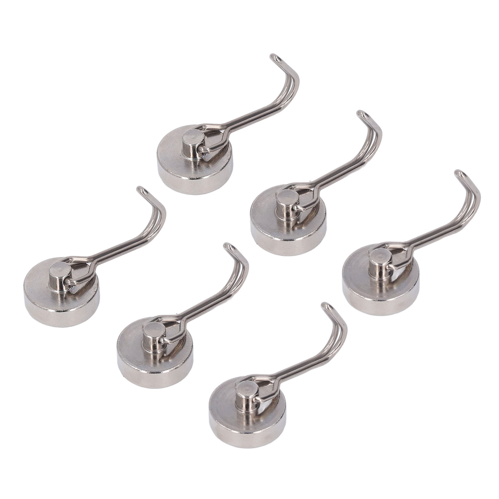 6 Magnethaken, 180° Drehbar, 0–8 Kg, Starker Neodym-magnet, Kühlschrank, Haushalt, Nickelfarben