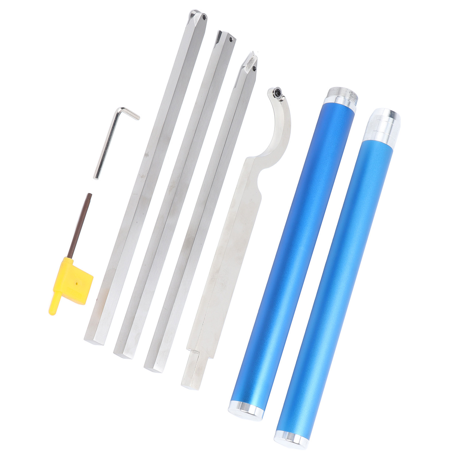 Set Aus 8 Drechselwerkzeugen, Wolframkarbid-einsätzen, Schlicht- Und Grobdrehwerkzeug, Griff Und Schraubenschlüssel Inklusive, Edelstahl.