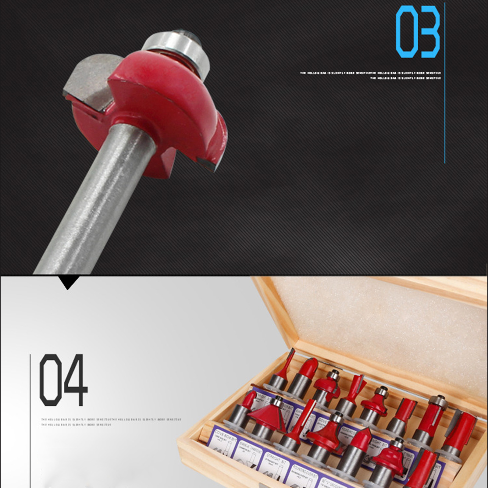 Set Mit 12 Hartmetall-holzfräsern, Fräser, Fräser, 6,35 Mm Schaft, Zum Gravieren Und Bündigen Trimmen, Holzbearbeitungswerkzeugset.