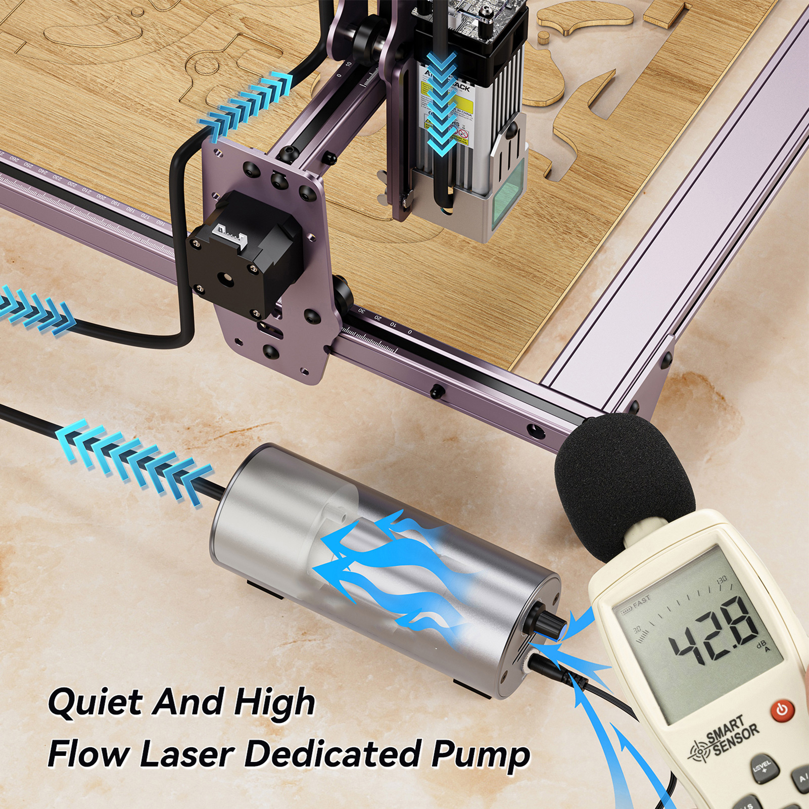 Zubehör Für Lasergravierer: Luftunterstützung 10–30 L/min, Einstellbar, Geräuscharm, Ersatzstecker (eu 100–240 V)