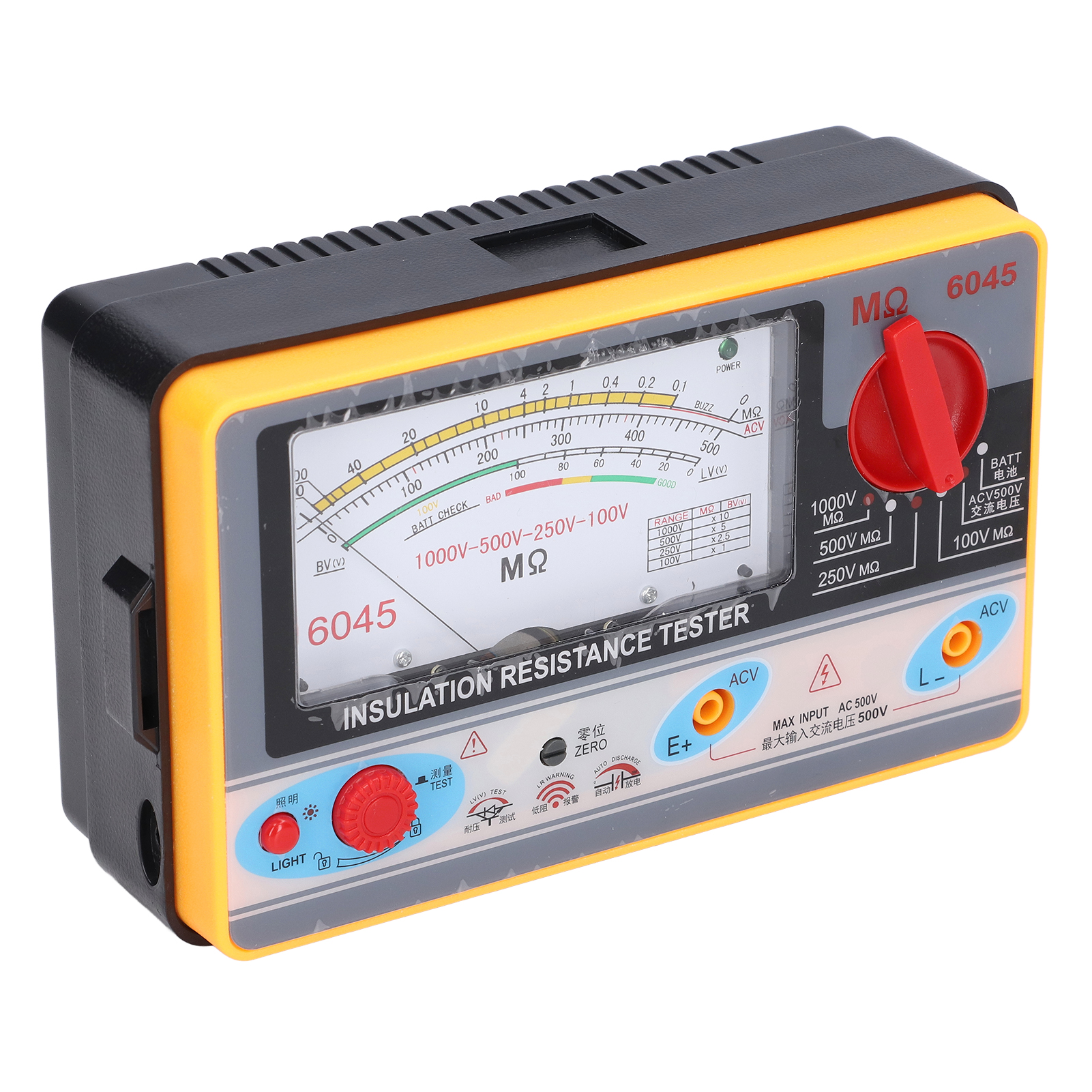 Isolationswiderstandsmessgerät Ty6045, Hochpräzises Tragbares Megohmmeter, Messbereich 1000 V, 5 Mω Bis 2000 Mω, Zuverlässige Elektrische Diagnose