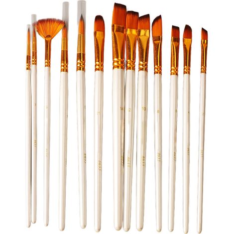 13-teiliges Set Zweifarbiger, Perlweißer Künstlerpinsel Mit Langem Griff Und Nylonborsten, Geeignet Für Öl-, Acryl- Und Aquarellmalerei.