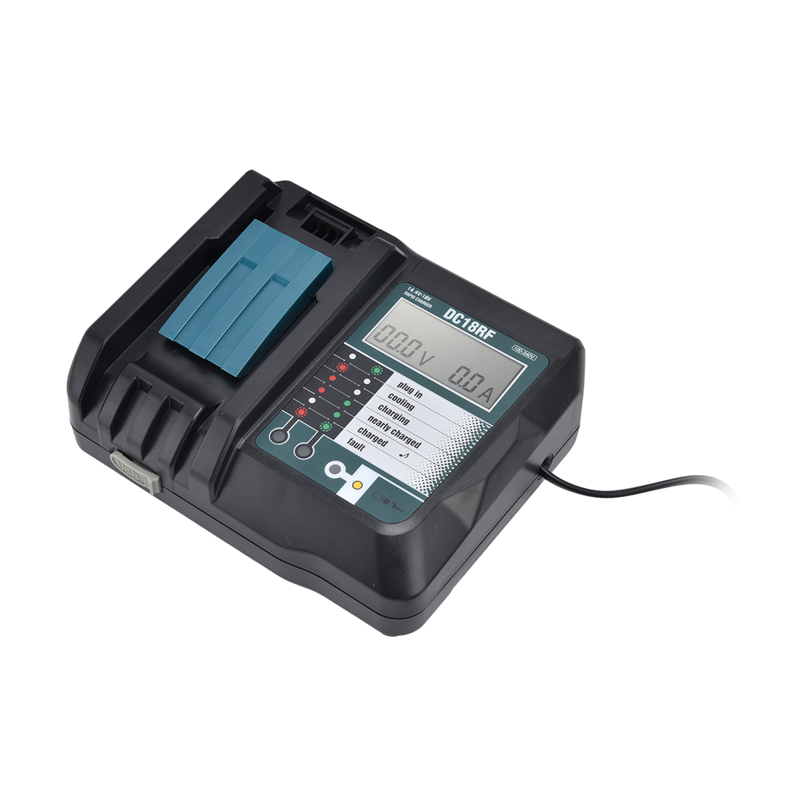 Usb-li-ion-akkuladegerät, Mehrfacher Schutz, Komfortabel Und Rostfrei, Kompatibel Mit Dc18ra, 100–240 V Eu