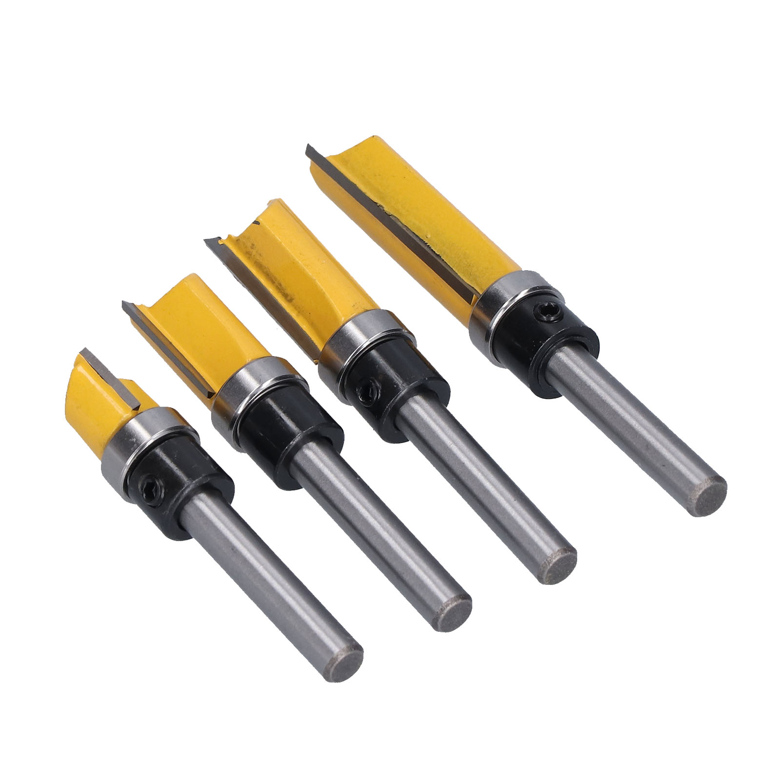 4 Bündigfräser Mit Kugellager, Gerader Schnitt, 1/2 Zoll Durchmesser, 1/4 Zoll Schaft, Oberfräse, Holz, Fräsen, 4er-set