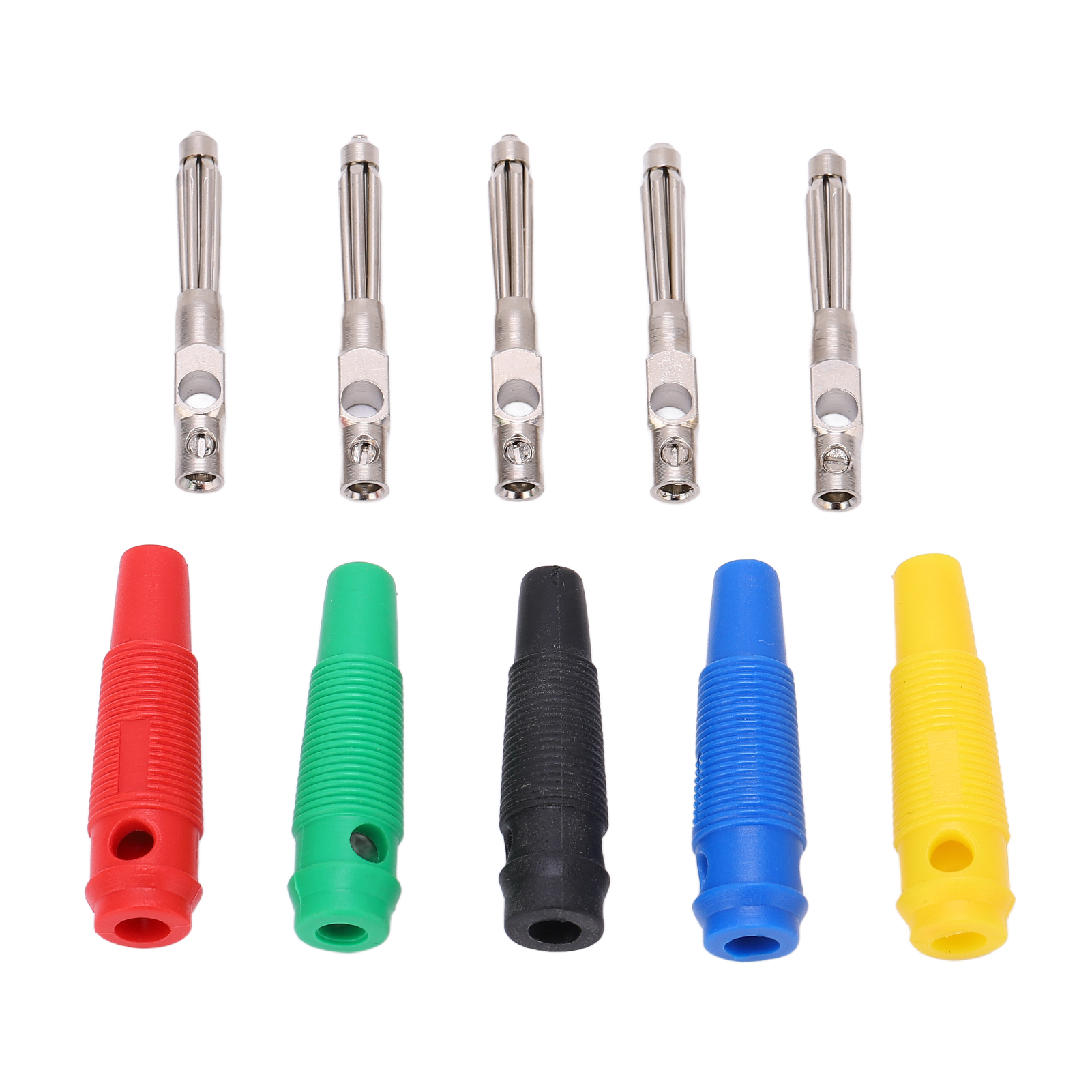 Packung Mit 10 Stapelbaren 4mm 7-poligen Bananensteckern (männlich), 1000v 32a, Stecker Mit Flexibler Hülle Für Audiokabel, Bananenstecker.