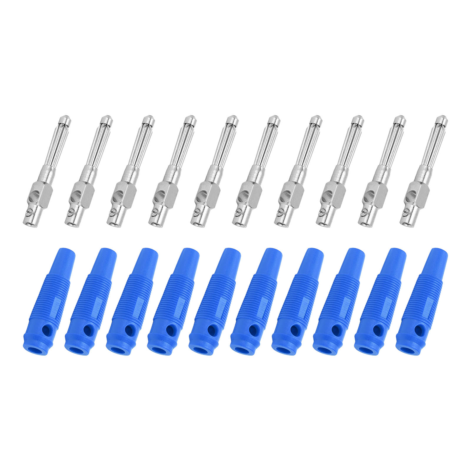 10 Aufsteckbare 4-mm-bananenstecker (7-polig, Kupfer, 1000 V, 32 A) Mit Flexibler Schraubbuchse, Blau