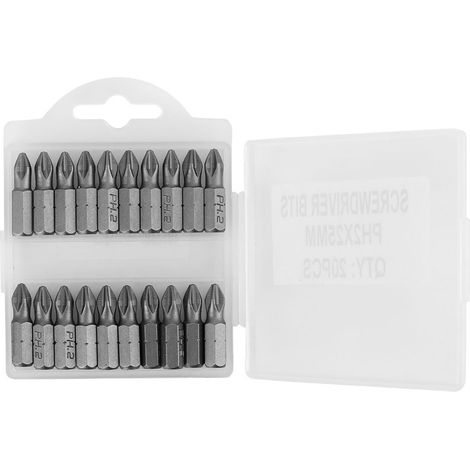 Packung Mit 20 Magnetischen Ph2 25mm Kreuzschlitzbits Aus Rutschfestem S2-stahl Für Elektrische Schraubendreher
