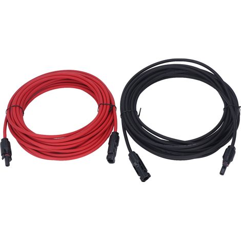 2-teiliges 12awg 4mm² Schwarzes Und Rotes Solar-verlängerungskabel Mit Mc4-steckern (männlich/weiblich), 1000 Vdc, 10 M / 32,8 Ft Länge
