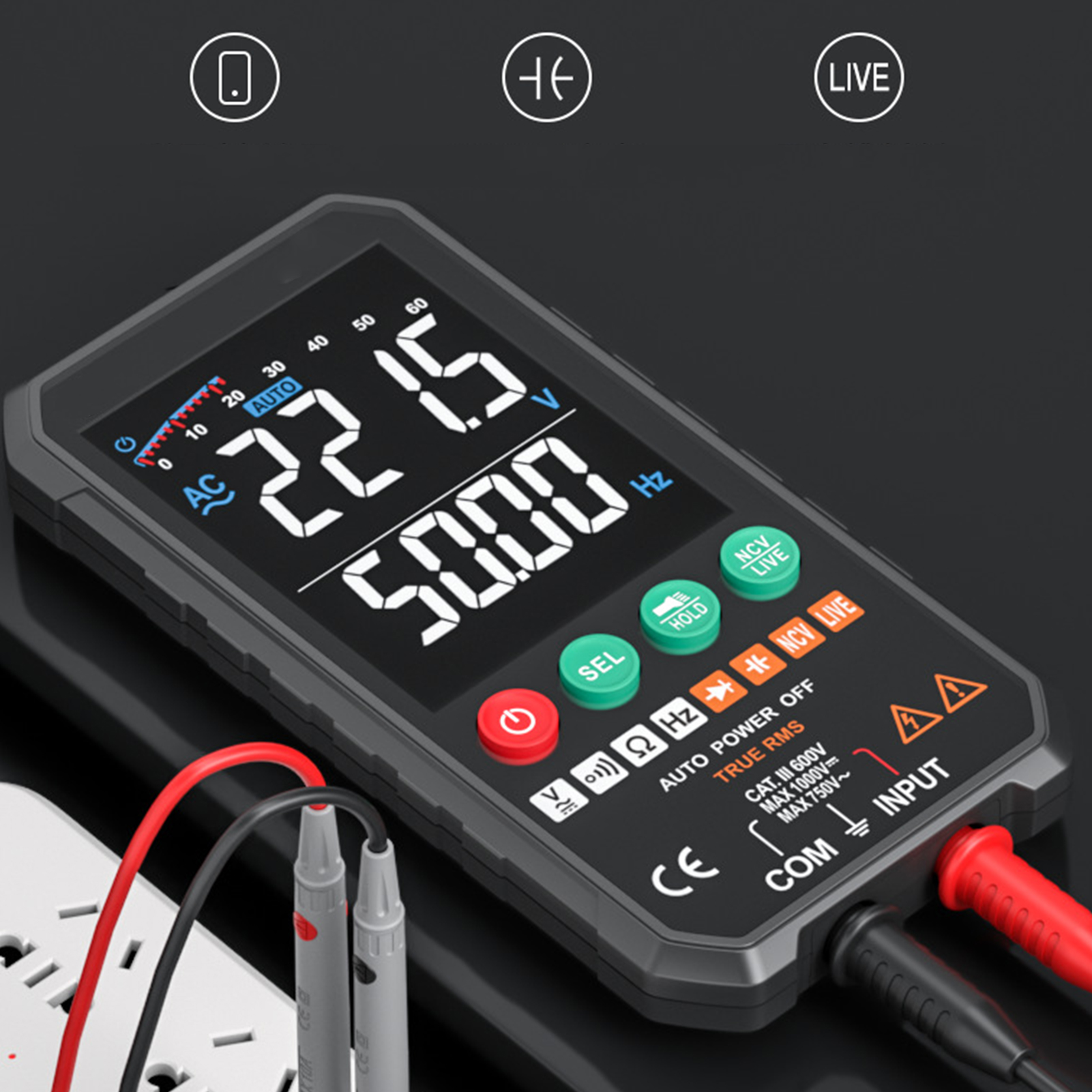 Intelligentes Touchscreen-multimeter, Voltmeter Mit Temperaturmessung, Lcd-anzeige, Fy107c, Genaue Messung Und Eingebauter Zähler.