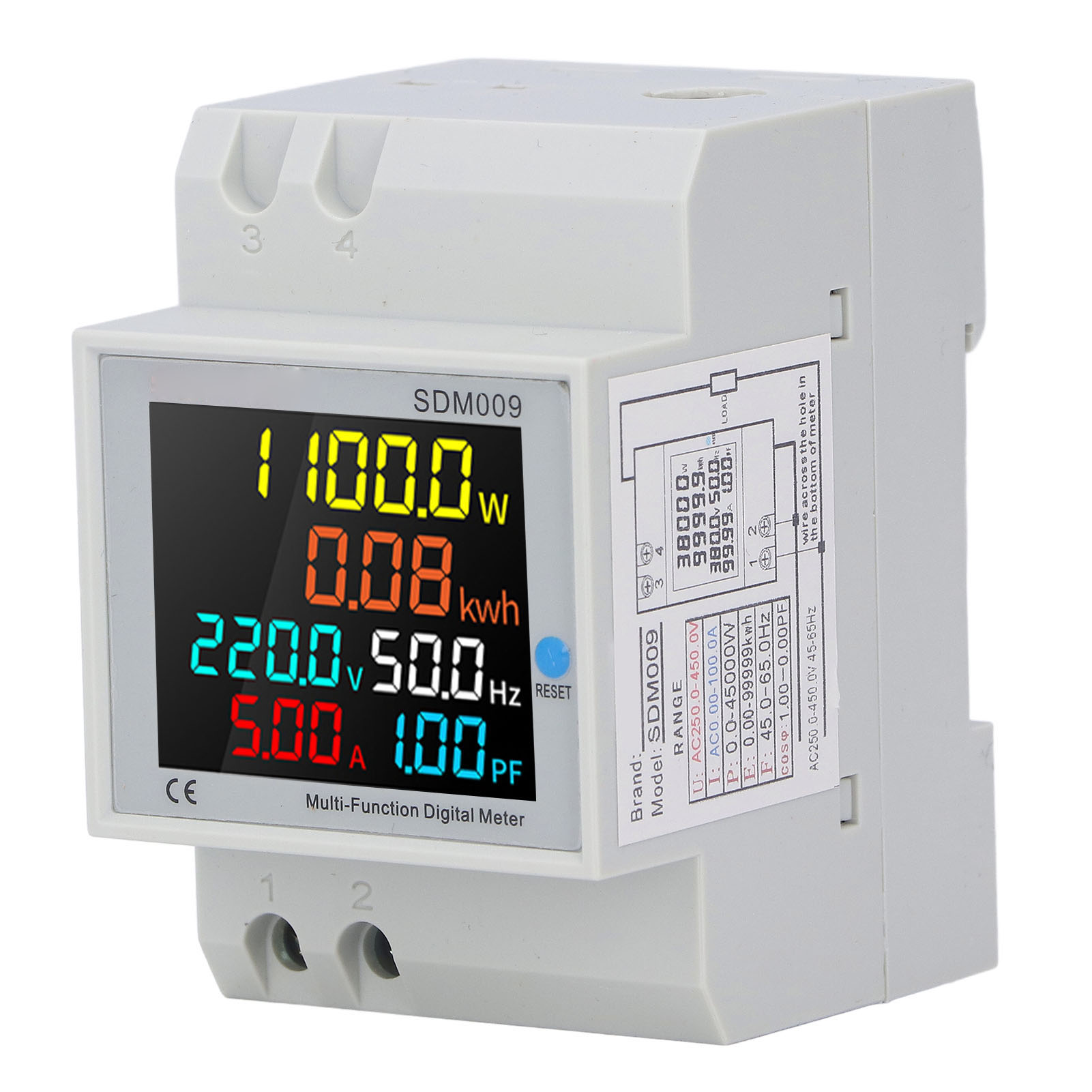 Digitales Din-schienen-multimeter, Lcd-anzeige, Einphasiges Multifunktionsgerät Mit Transformator, Wechselstrom 250v-450v, Präzise Messung Für Schaltschränke.