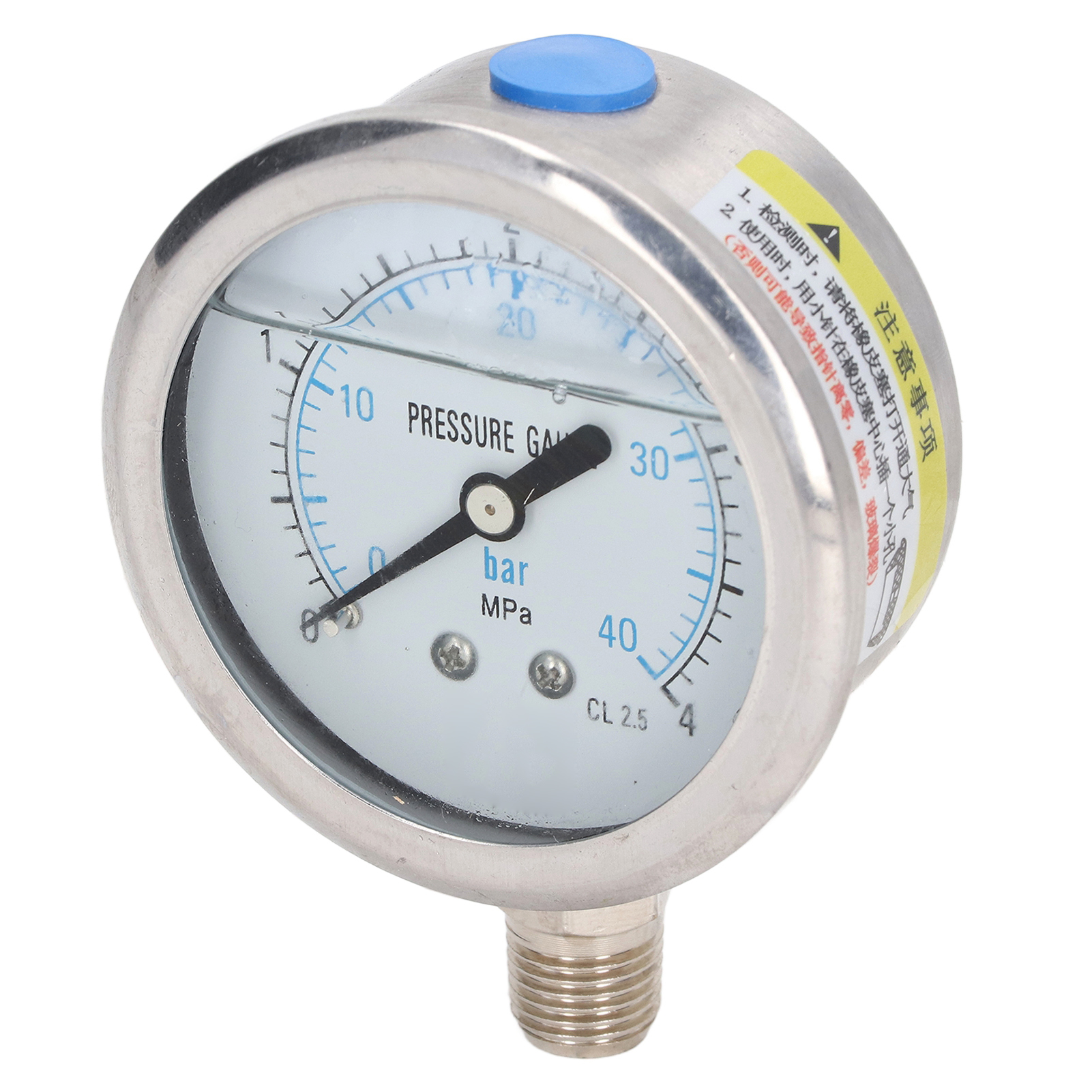 Vibrationsfestes Manometer Aus Edelstahl, Öl, 1/4 Npt-bodenanschluss, 0-4 Mpa, Industrielles Manometer.