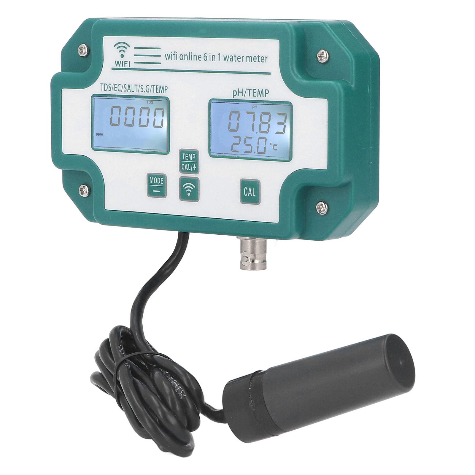 Hochpräzises 6-in-1-wasserqualitätsmessgerät: Ph-wert, Tds, Ec-wert, Salzgehalt, Salinität, Temperatur, Mit Wlan-verbindung, 220–240 V Eu-stecker, Digitaler Analysator Für Aquarien Und Schwimmbäder