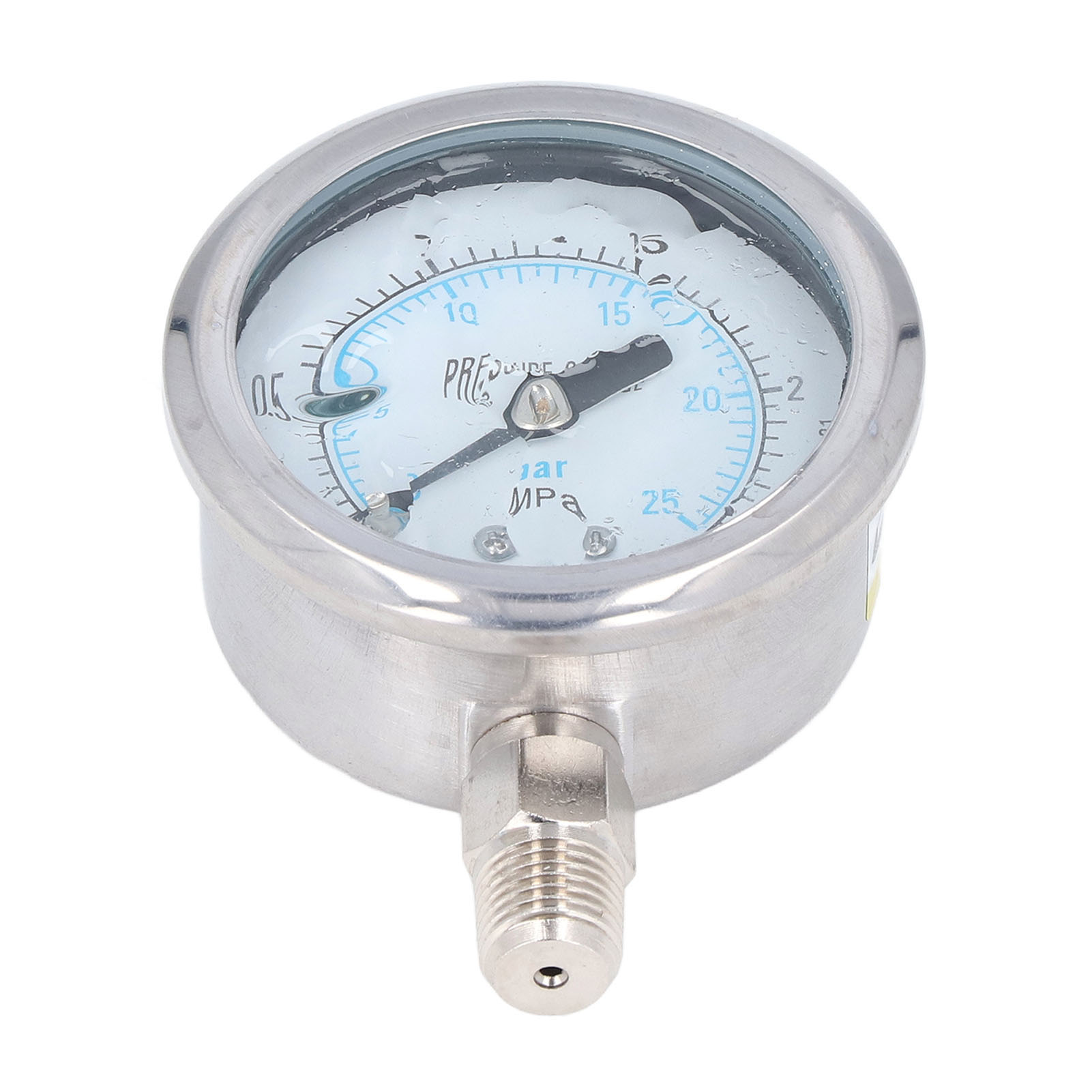 Vakuummeter 0-2,5 Mpa, Transparentes Zifferblatt, Genauigkeit 2,5, 1/4 Npt-anschluss, Edelstahlgehäuse, Industrielles Druckmessgerät.