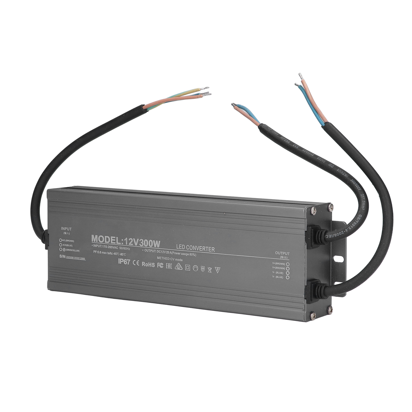 Ip67 Wasserdichtes Led-netzteil 300w 12v 25a, Ac170-265v Konstantspannungstransformator Für Leuchtschilder, Wasserdichtes Netzteil Für Den Außenbereich.