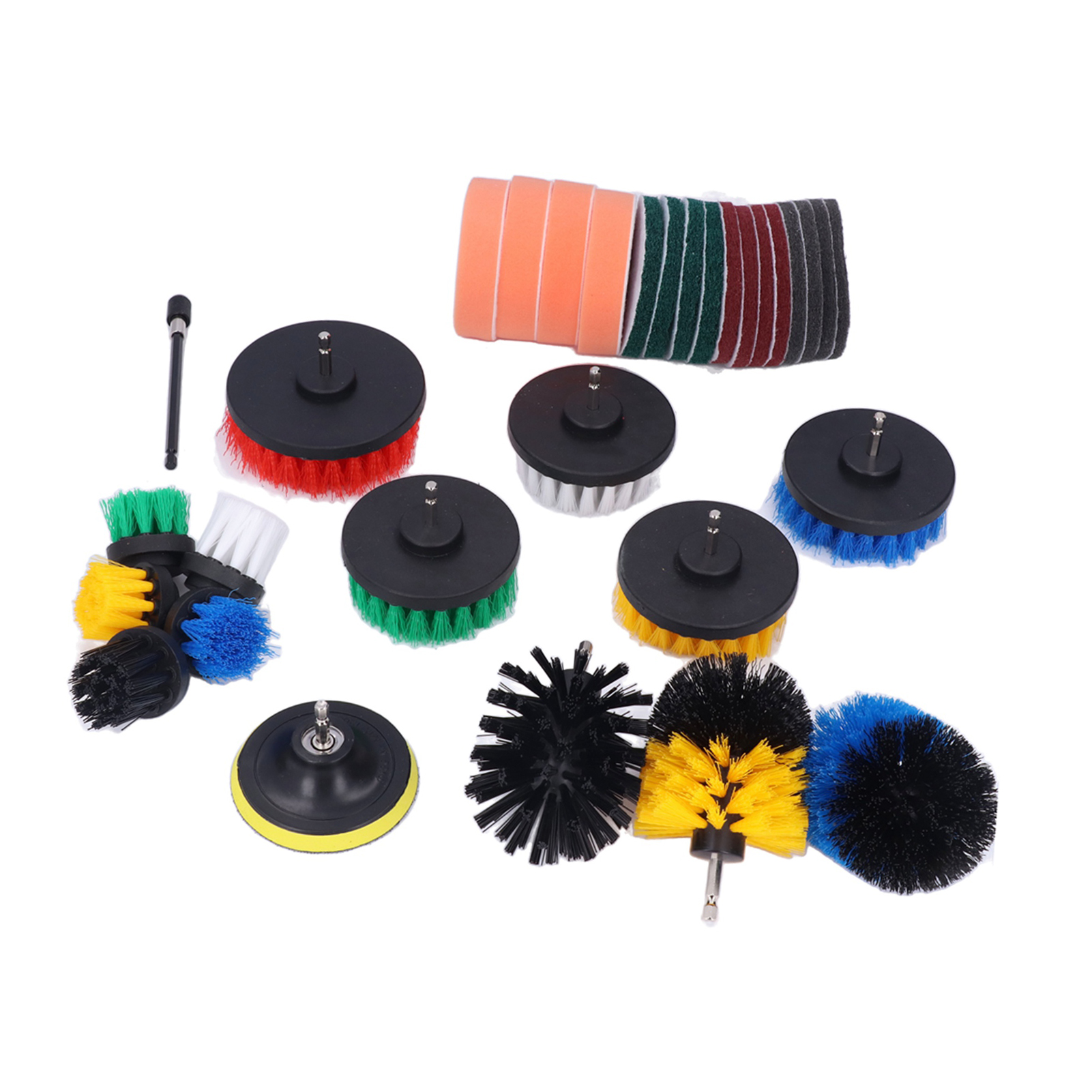 5-teiliges Bohrmaschinen-reinigungsbürsten-set, 1/4-zoll-sechskantbit, Schleifschwamm, Verlängerungsstange, Leistungsstarkes Scheuerset