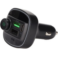 Bluetooth-fm-transmitter, Kabelloses Schnellladegerät Mit Zwei Usb-anschlüssen Und Led-anzeige Für Das Auto, Schwarz
