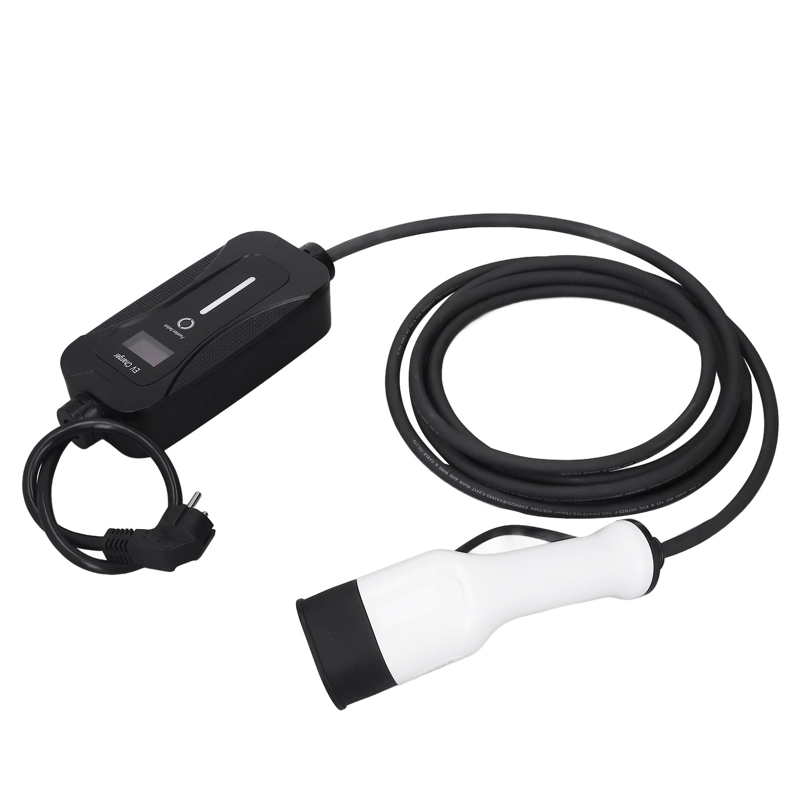 Tragbares 220-v-einphasen-ladegerät Für Elektrofahrzeuge Mit Geregelter Anzeige, Leicht Und Kompakt, 5 M Kabel, Eu-stecker Ac 95–270 V