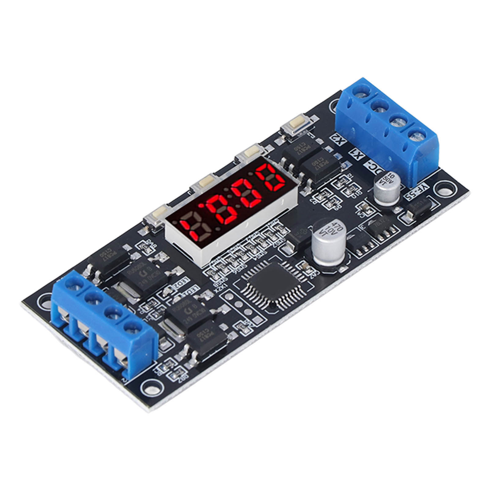 Schwarzes 2-kanal-multifunktions-timermodul Mit Einstellbarem Verzögerungszeitschalter, Dc 7–30 V