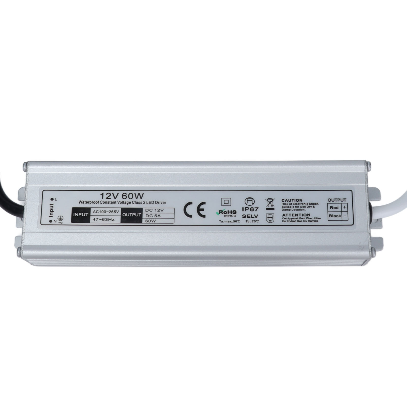 60w Ip67 Wasserdichtes Led-netzteil, 12v Transformator Mit Eu-stecker, Ac100-265v Eingang, Wasserdichtes Außennetzteil Für Led-streifen.