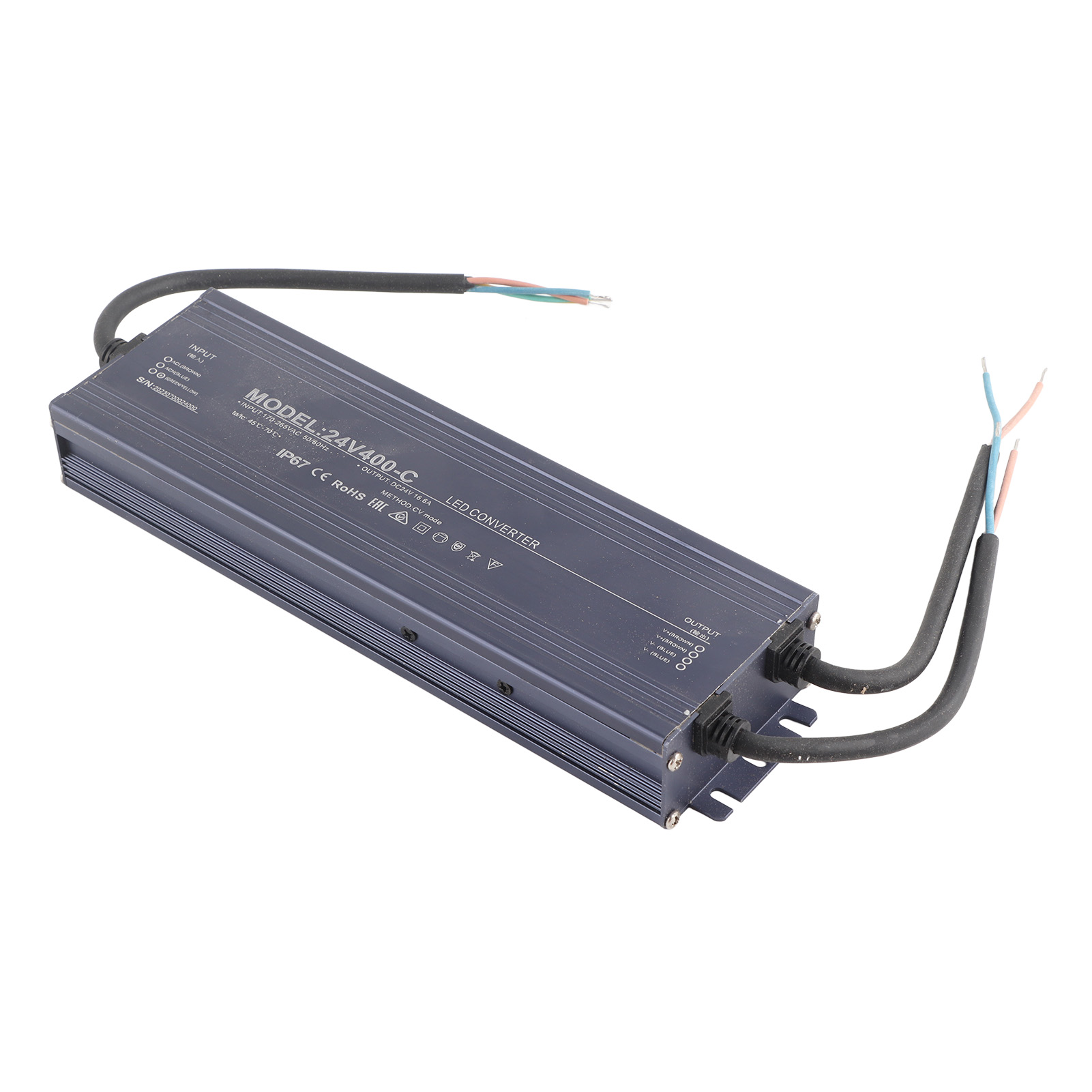Ip67 Wasserdichtes 400w Led-netzteil, 24v 16,6a Konstantspannungstransformator, Chip-schutz, Ac170-265v Eingang, Für Den Innen- Und Außenbereich Geeignet.