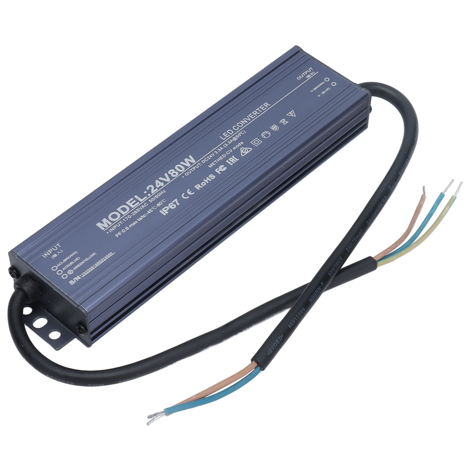 Ip67 Wasserdichtes Led-netzteil, 24v 3,3a Transformator, 170-265v Ac Spannungswandler, Wasserdichter Treiber Für Led-streifen, Für Den Innen- Und Außenbereich