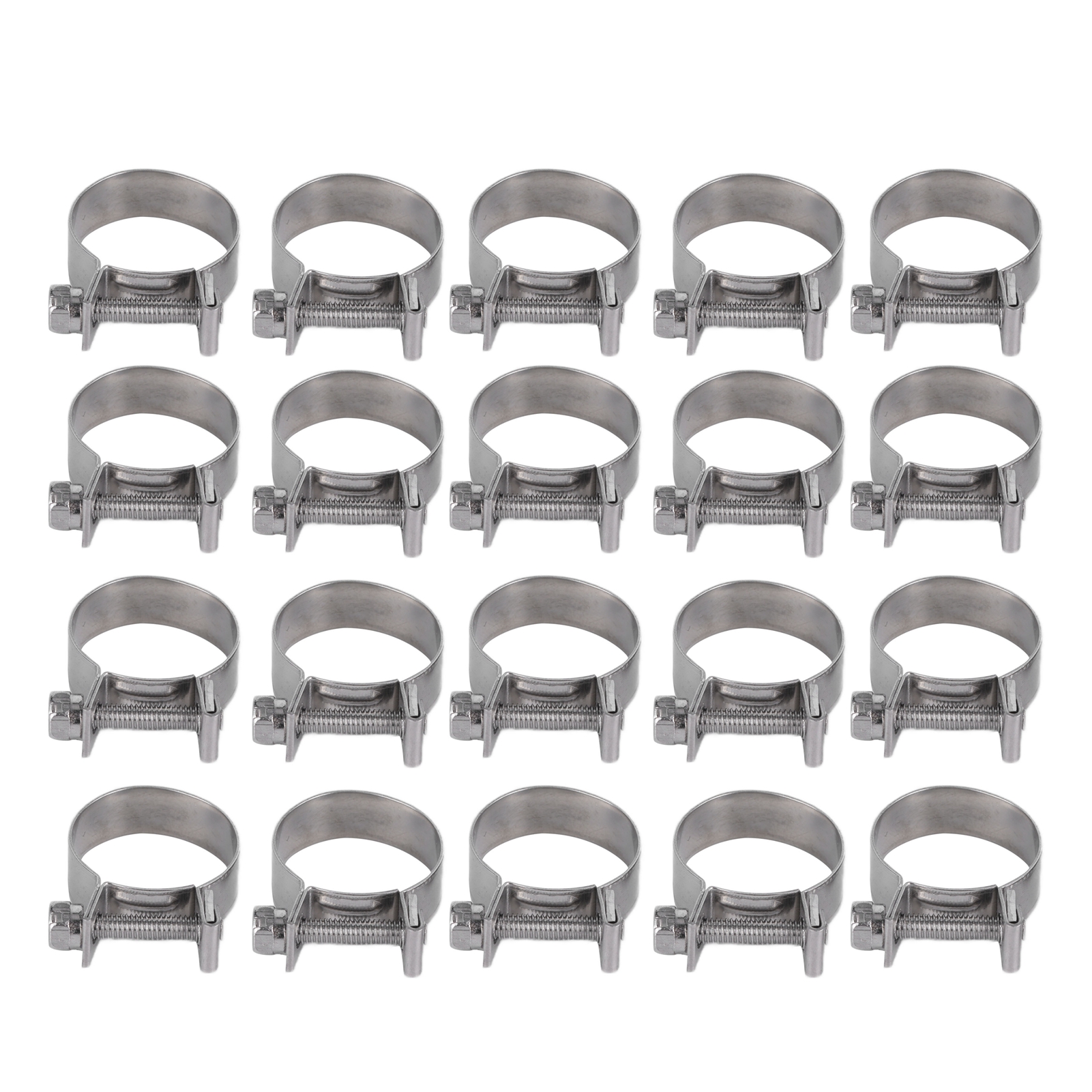 20 Mini-schlauchschellen Aus Edelstahl Mit Schraubgewinde Für Anwendungen In Der Automobil-, Petrochemie- Und Pharmaindustrie, 19–21 Mm