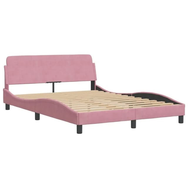 vidaXL Bettgestell mit Kopfteil Dover Rosa 120x200 cm Samt 373157