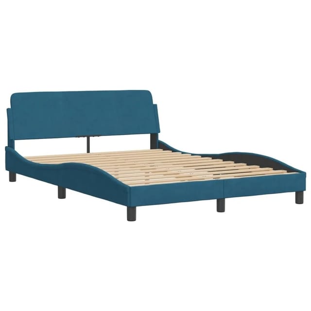 vidaXL Bettgestell mit Kopfteil Dover Blau 140x190 cm Samt 373176