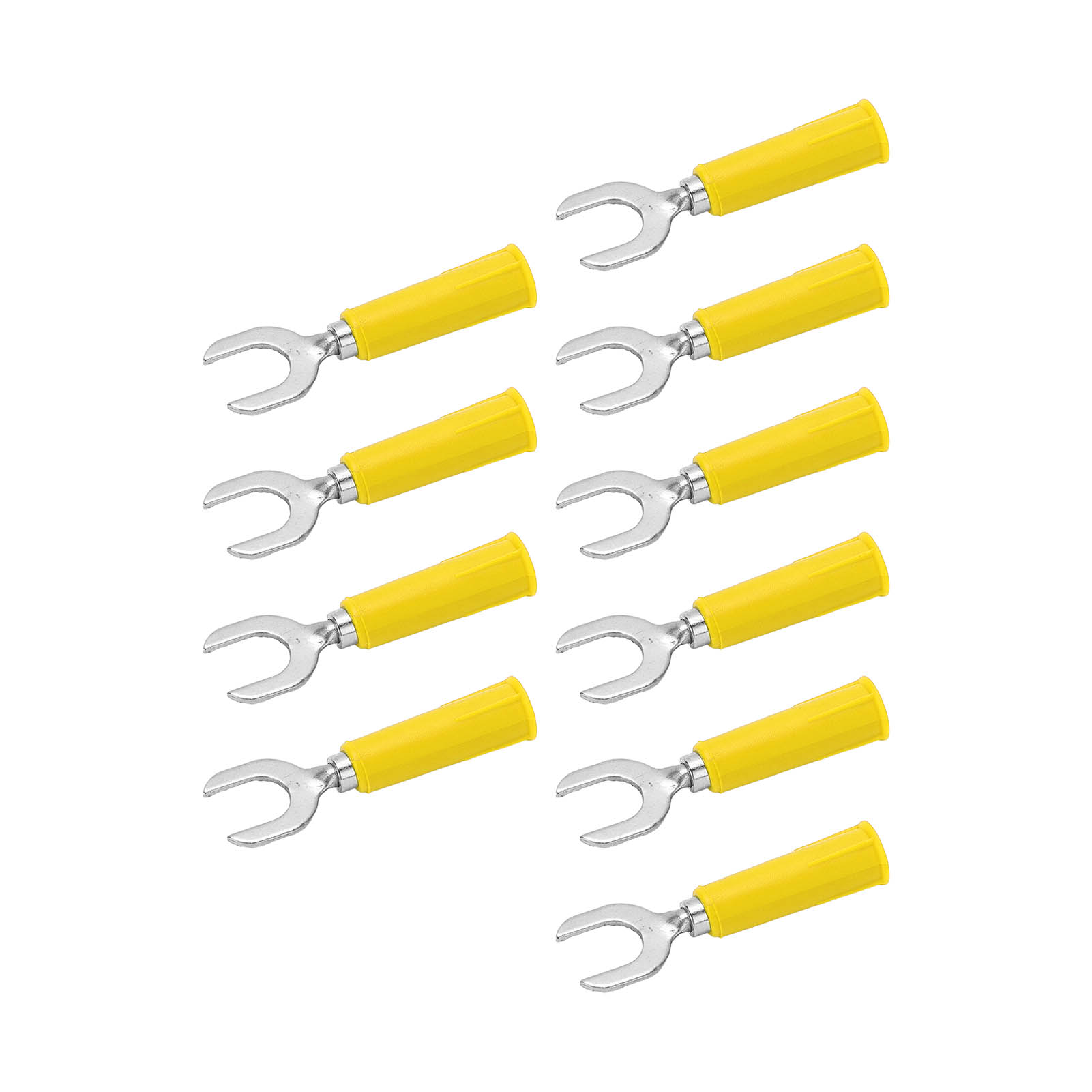Elektrischer Steckverbinder, 10 Stück, Bananenstecker, Gabelstecker, Kupfer, Pvc, Gelb, 4 Mm Bohrung, 8 Mm U-lötöse, Audiokabelanschluss.